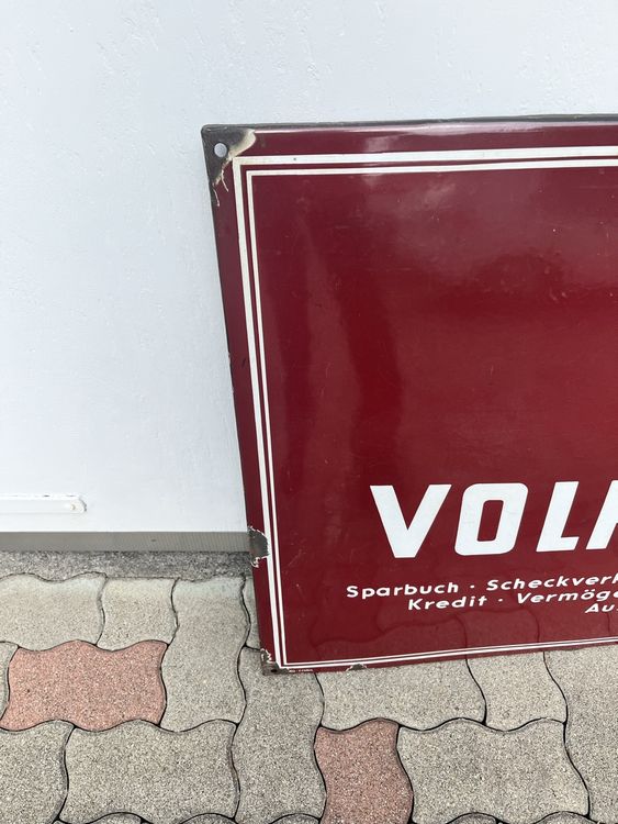 Insegne: Riesiges Email Emaille Schild Volksbank 50er Jahre 117x78 cm – Usato da Hefenhofen venduto da n0rt0n 3