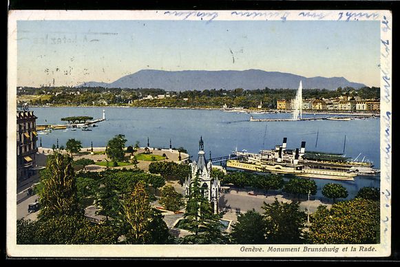 Cartoline postali: Genève, Monument Brunschwig et la Rade – Usato da Berlin venduto da bartko-reher