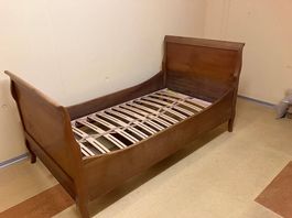 Biedermeier Kirschbaum Massiv Bett Lounge Rost Kinderbett