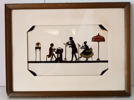 SchattenspielMusikszene Scherenschnitt mit Rahmen