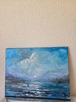 Peinture originale "Lune sur la mer"  faite main