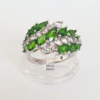 Silber Ring 925 mit Chromdiopsid und Zirkonia, Gr. 17.2mm