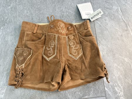 Esmara Lederhose Shorts, Ziegenleder, braun, Grösse 38, Neu