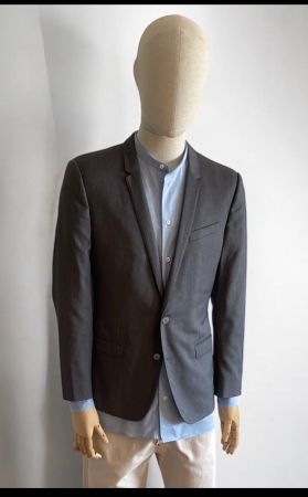 Dolce & Gabbana GOLD Sakko Herren 48 Grau Schurwolle Seide