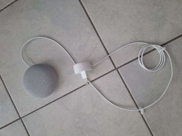 Google Nest Mini 2ème génération gris et adaptateur