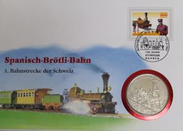 Numisbrief Spanisch Brötli-Bahn 1847- 1997 mit 1  Peso 26,2g