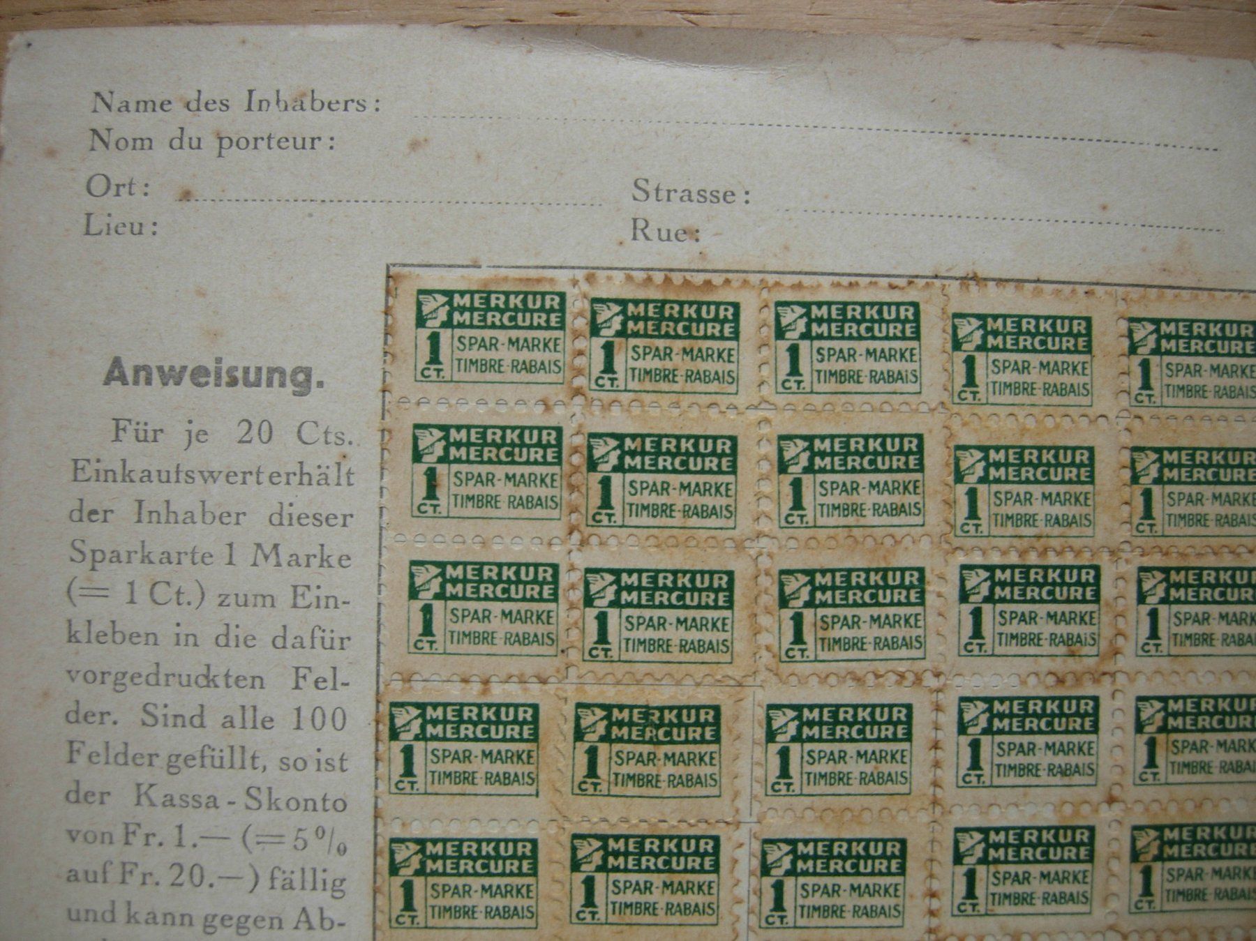 Documenti: Rabattmarken Heft von Merkur – Usato da Dübendorf venduto da rumpumpel 6