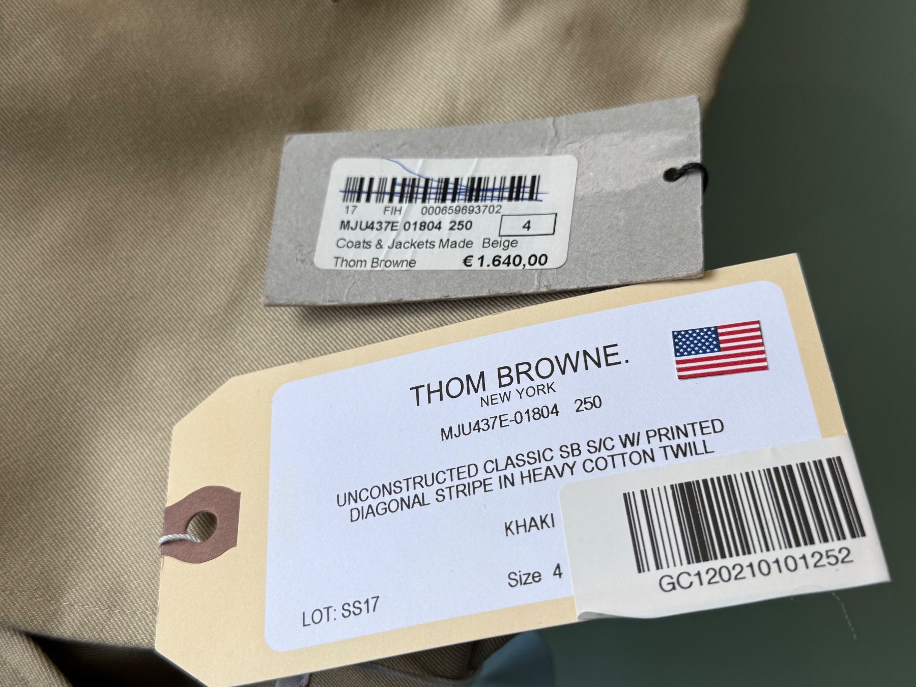 Giacche: THOM BROWNE Diagonal Unconstructed BeigeBlazer Jacket 4 / 52 – Nuovo (secondo la descrizione) da Kreuzlingen venduto da kruezbiz 3