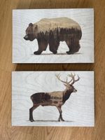 2 Bilder - Bär u. Hirsch