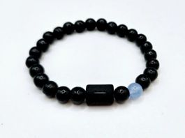 Herrenarmband Sternzeichen Wassermann Holzperlen/Aquamarin