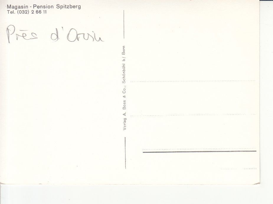 Cartoline postali: Orvin Magasin Pension, ca. 1955 – Usato da Bürglen TG venduto da StampGraf 1