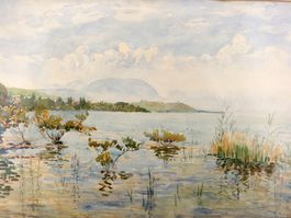 Aquarelle P. Emile Ingold lac de Neuchâtel Chaumont Beroche