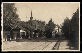 AK St Fiden bei St. Gallen, Strassenpartie mit Strassenbahn