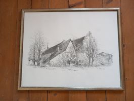 Limitierte Lithographie Klaus Brunner/Ritterhaus Bubikon