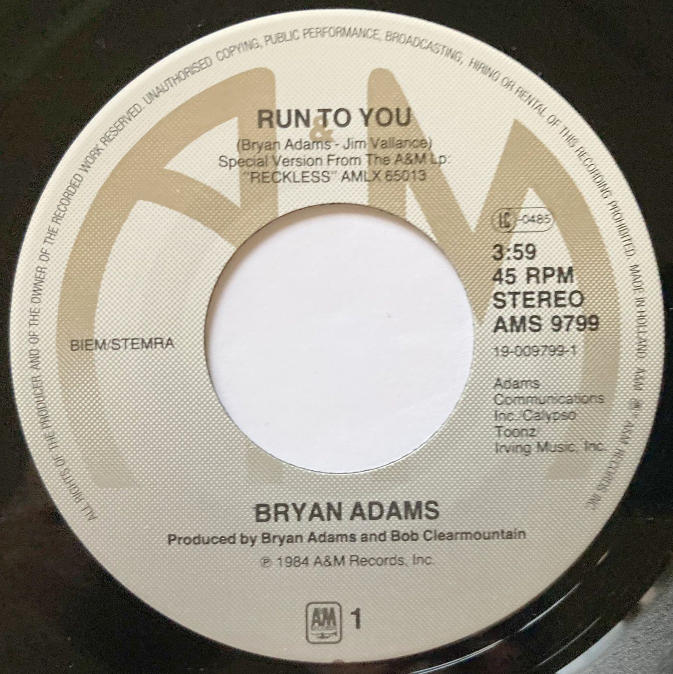 Schallplatten: BRYAN ADAMS - RUN FOR YOU – Gebraucht aus Bottens von hotter-than-hell 2