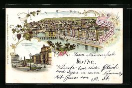 Litho Zürich, Escherdenkmal mit Bahnhof