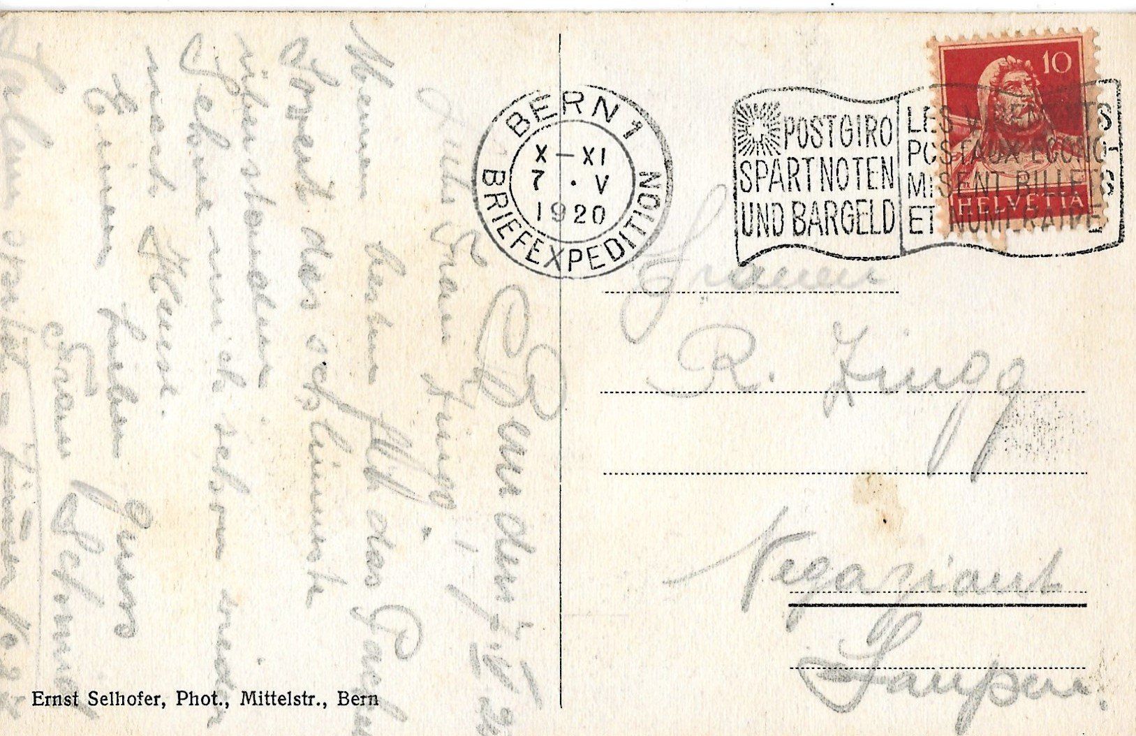 Ansichtskarten: Bern, Salem, Diakonissenhaus, 1920 – Gebraucht aus Frauenfeld von Merk52 1