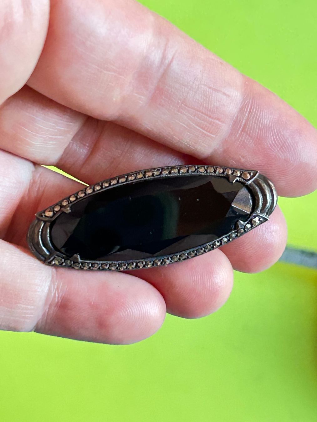 Spille & Fermagli: Antike Art Deco Brosche Silber Onyx Markasit – Usato da Dittingen venduto da Bijoubelle 7