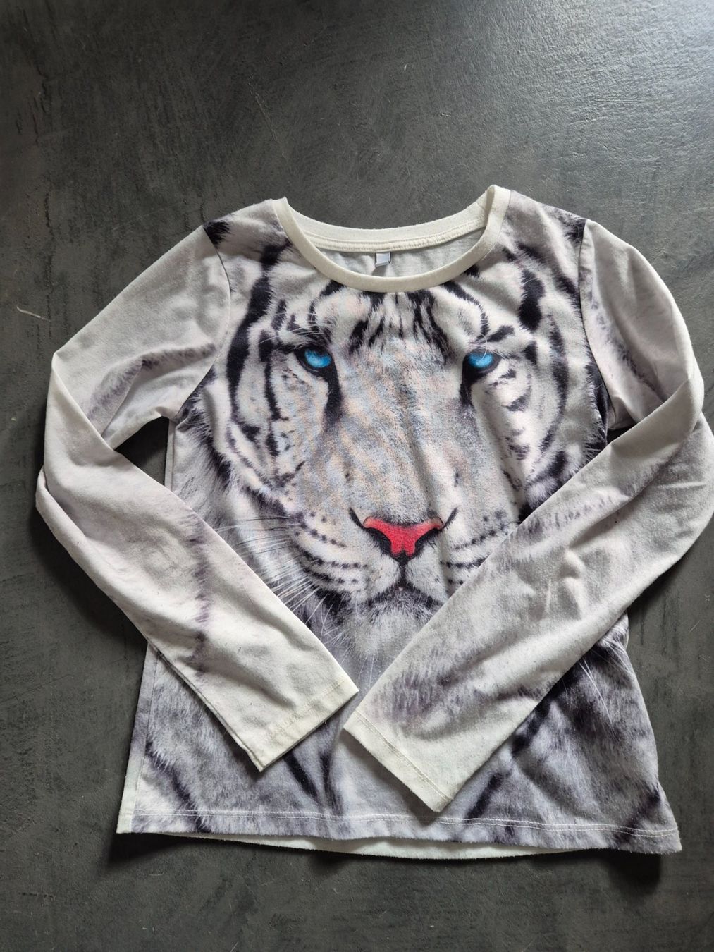 Maglioni & Felpe: Langarmshirt hellgrau  mit Tiger Gr. 134/140 – Usato da Dietikon venduto da grafad