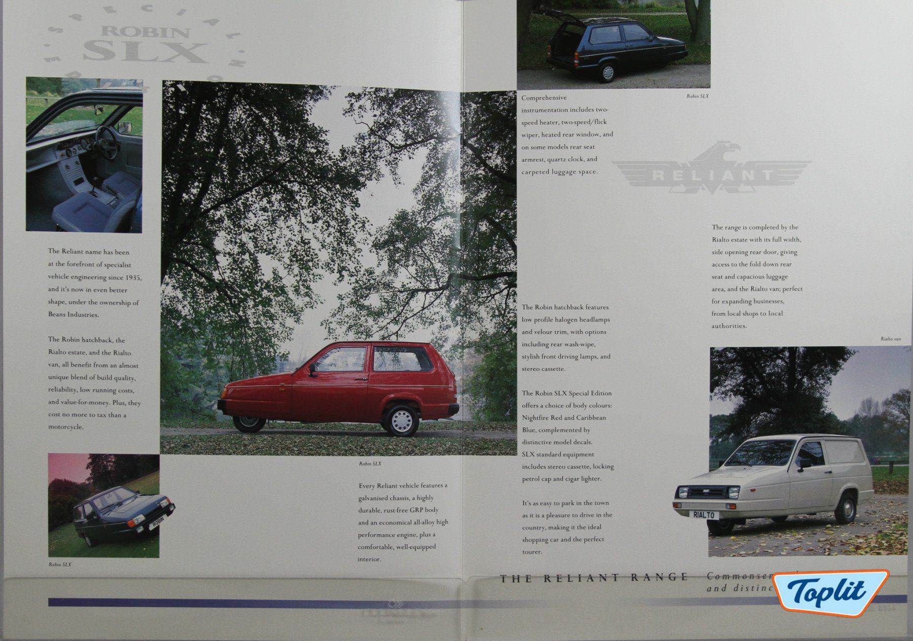 ORIGINAL PROSPEKT - RELIANT RIALTO VAN & ROBIN SLX - AB 1990 (Gebraucht ...
