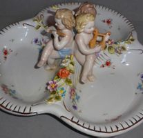 Porzellan Schale Engel Blumendekor 3 Engel Vintage 43cm