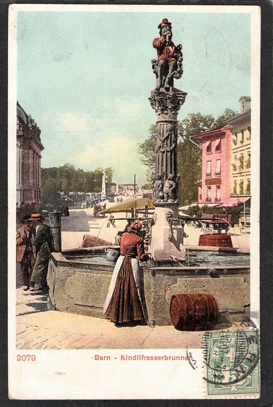 Cartoline postali: ,Bern , Kindlifresserbrunnen , 1907 – Usato da Reichenburg venduto da ibiza18