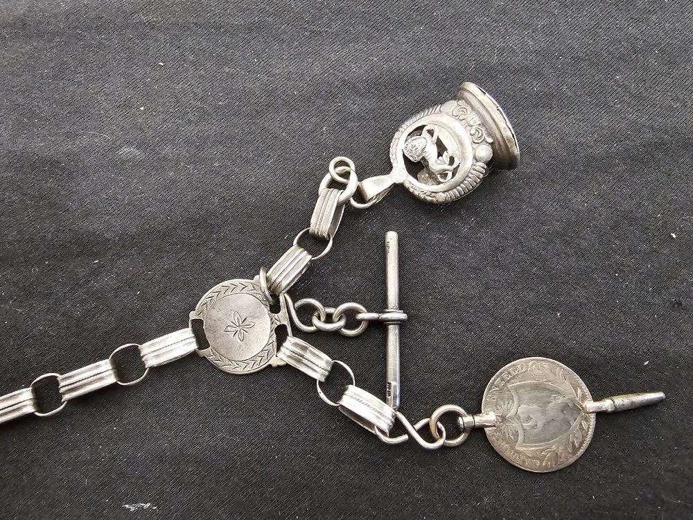 Silberne Uhrenkette Antike Uhrenkette Silber Schöne Antike