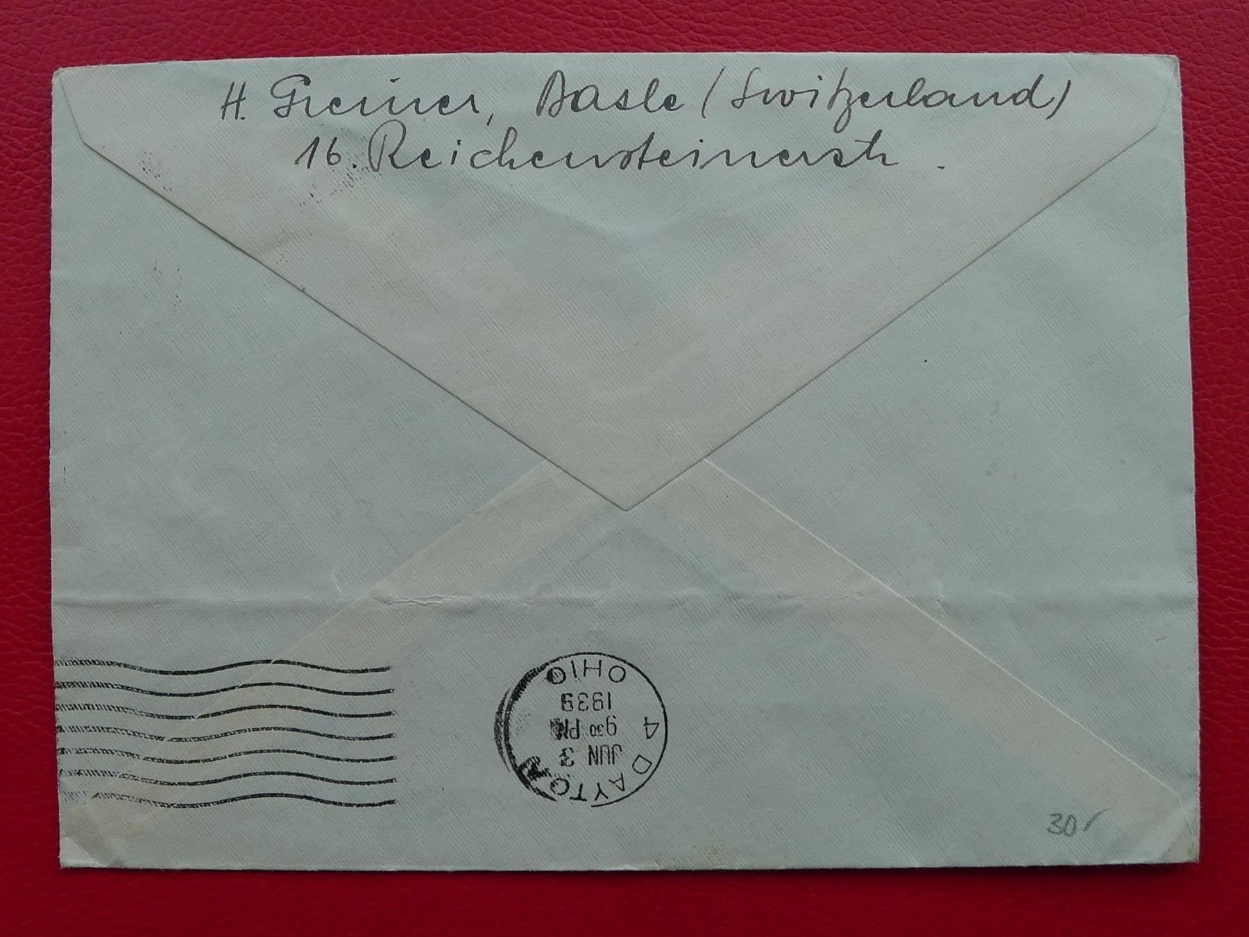 Alle Briefmarken: 1939, Flugpost-Brief: Basel nach USA, seltenes "FORWARDED" – Gebraucht aus Sursee von Luzernerraute 1