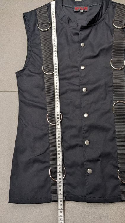 Gothic ring vest black denim by Aderlass