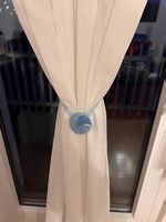 3 Paare Vorhang Magnete Glitzer Topmuster hellblau & weiss 