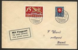 Flugpost Schweiz 1925 Zürich Basel Luftpost Wiederaufnahme