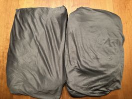 2 Mikrofaser  Spannbettlaken, Anthrazit 90-100 x 200cm