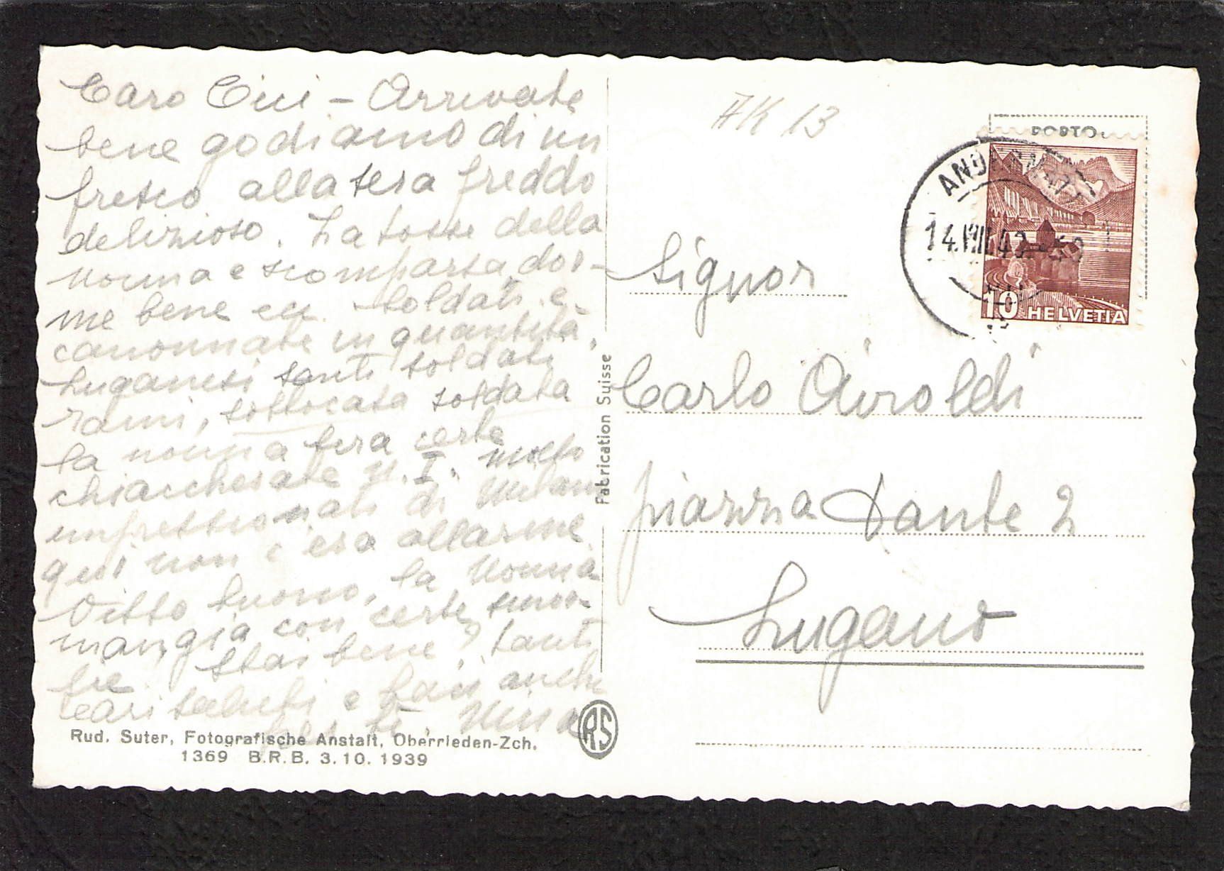 Ansichtskarten: Hospental UR , gel. 1943 – Gebraucht aus Reichenburg von Pipo-67 1