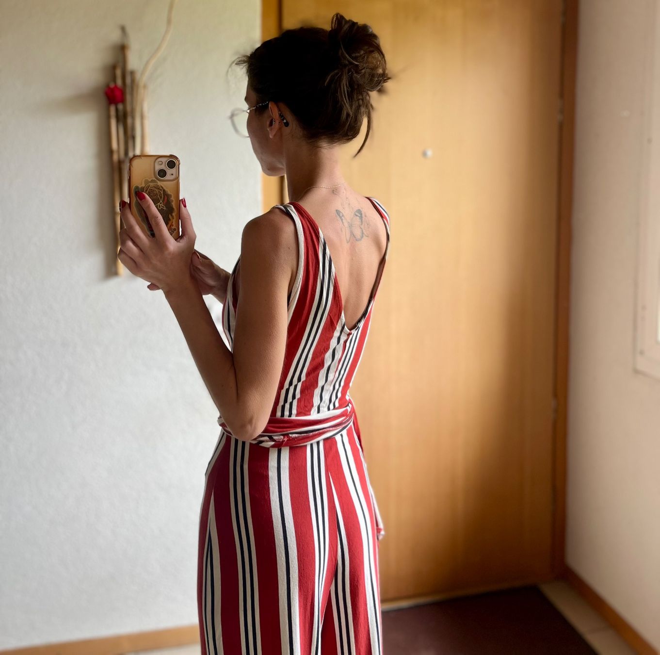 Jumpsuits: Combinaison longue rouge à rayures noires/blanches – Neu (gemäss Beschreibung) aus Ardon von chl_j2df 2