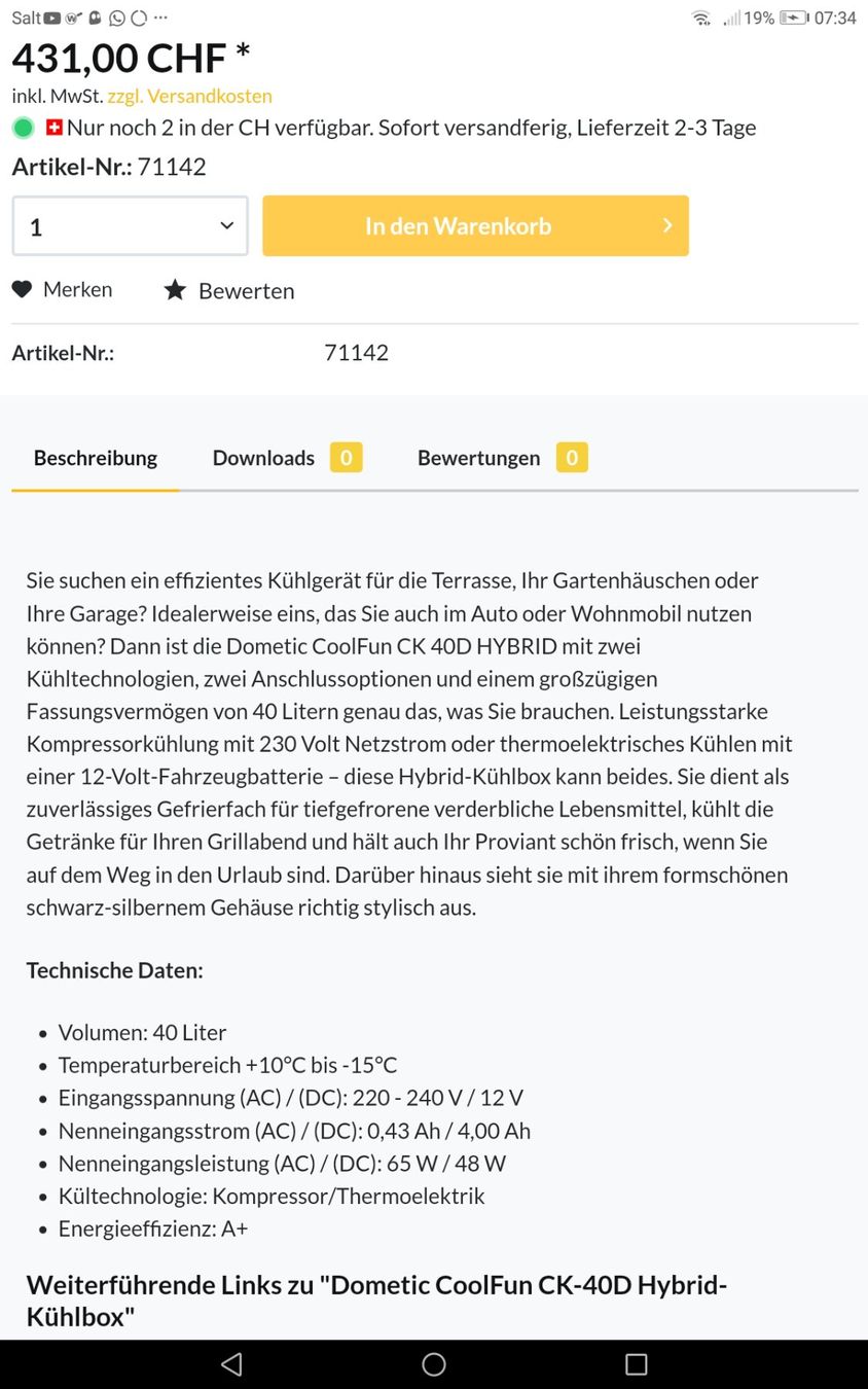 Waeco Frigoriferi & Refrigeratori: CAMPING KÜHLBOX WAECO COOLFUN CK 40D – Usato da Aarburg venduto da Aare-Bueb 6