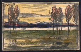 Handgemalt: sign. Carl O. Arends: Bäume