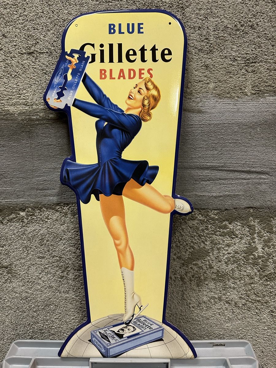 Schilder: Blue gillette pin up Werbung Reklame Classic – Neu (gemäss Beschreibung) aus Reinach AG von rares75