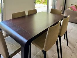 Table à manger et 6 chaises Zanotta en Wengé