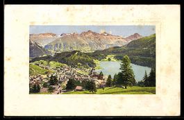 AK St. Moritz-Dorf, Teilansicht gegen Piz Languard