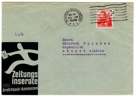 Perfin OF auf Firmenbrief von ZÜRICH nach AEGST a/ALBIS