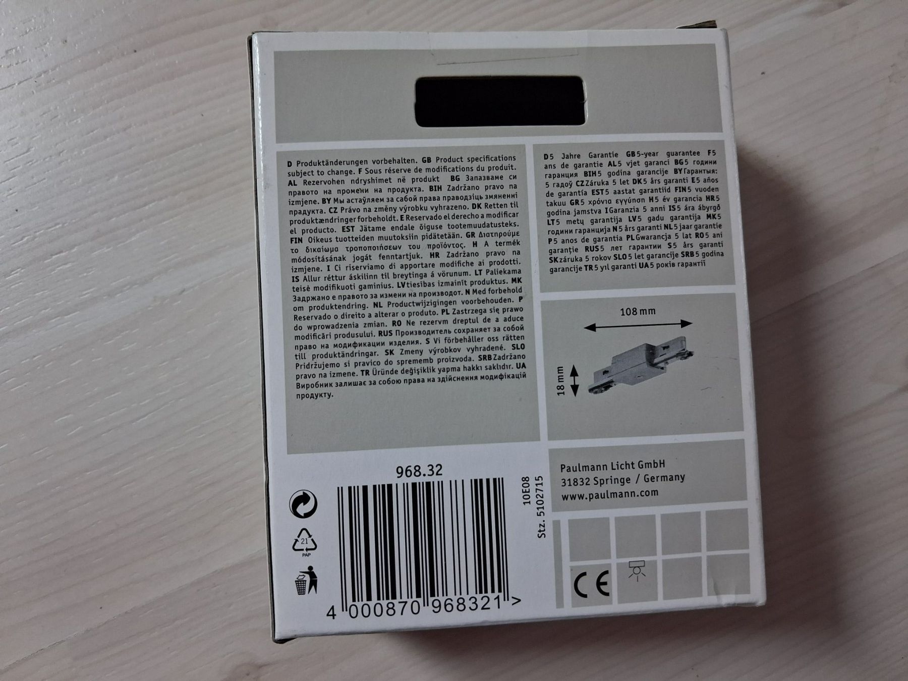 Paulmann Unità & Adattatore: LINE CONNECTOR  ZU PAULMANN SYSTEM – Nuovo e nell'imballaggio originale da langnau venduto da Santos1411 1