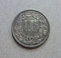 Schweiz ++ 1.- Franken 1860, gute Erhaltung