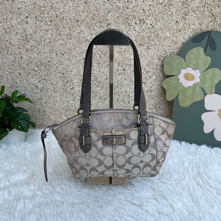 Coach Handtasche C Monogram Canvas Leder 29x19cm gebraucht