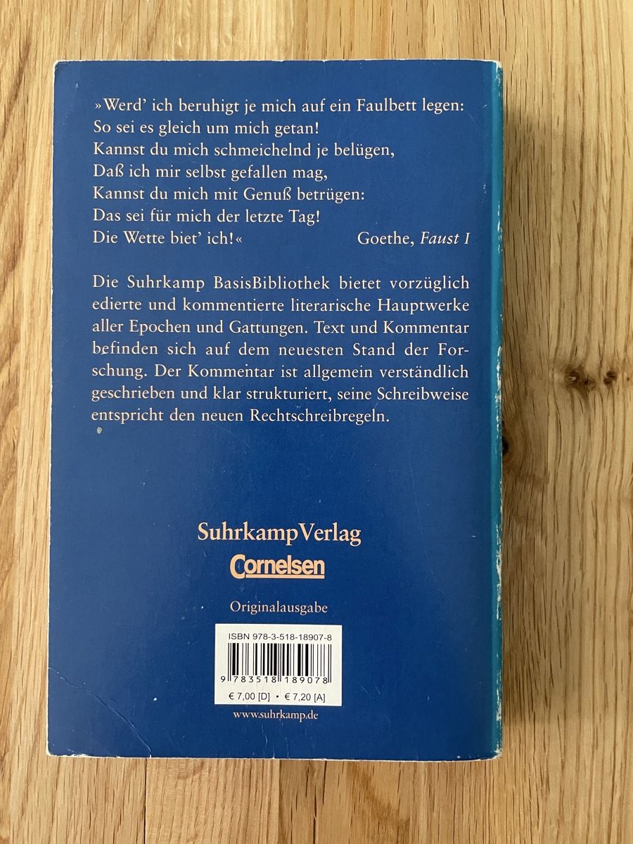 Libri: Goethe Faust I Suhrkamp BasisBibliothek mit Notizen – Usato da Schnottwil venduto da MysticWitch 1