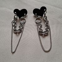 Ohrringe Claire's  Black Heart mit Kette, neu