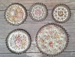 5er-Set Vintage Brokatdeckchen 60er/70er Jahre