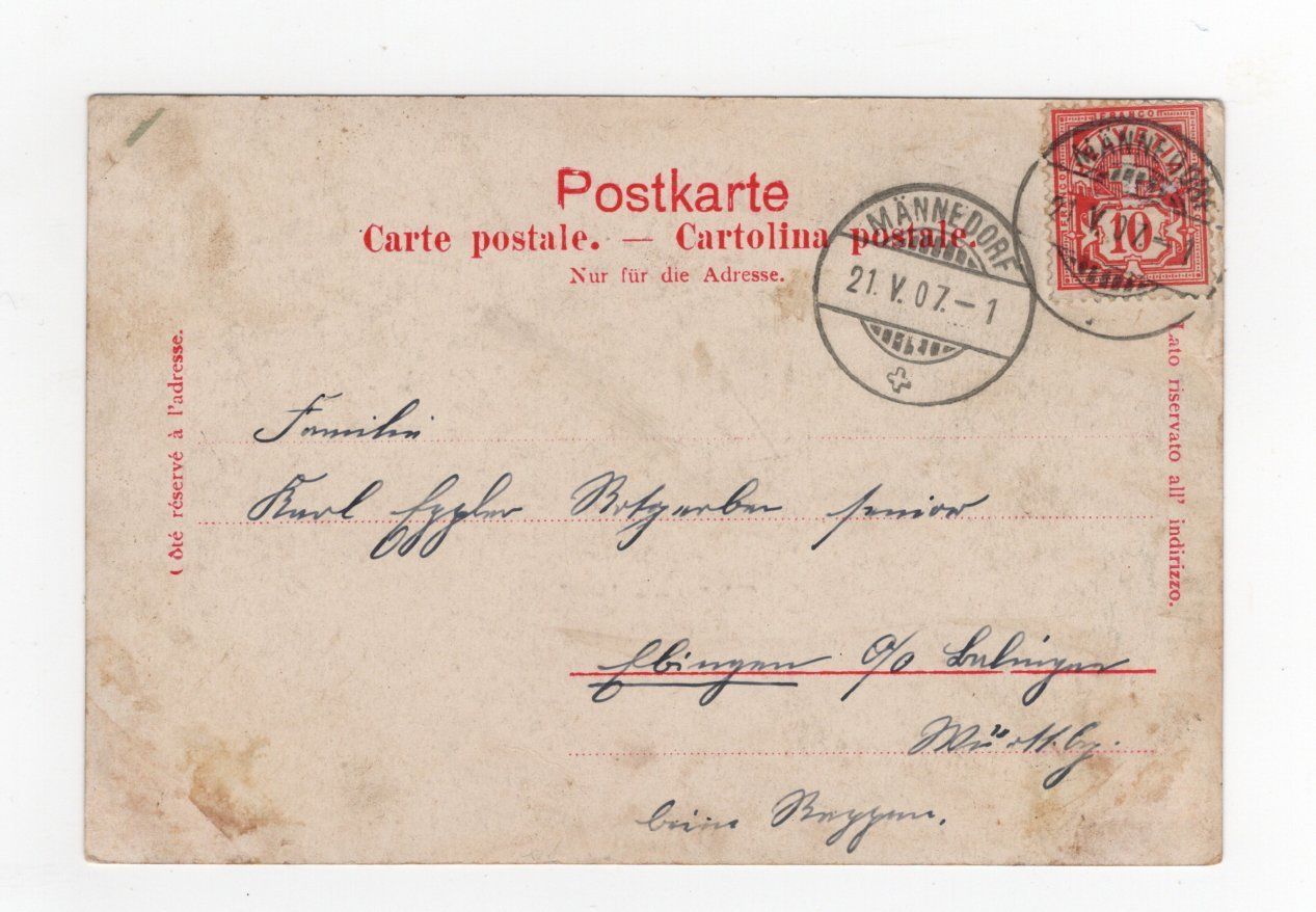 Ansichtskarten: Männedorf Foto AK 1907 – Gebraucht aus Rapperswil SG von INTELVI 1