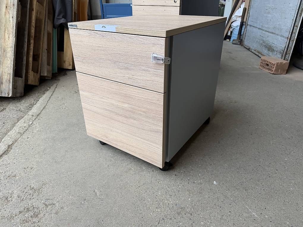 Eléments de bureau: neuer Rollcontainer, Stahl/Holz, 1 Schub, Eiche-Dekor – Neuf avec emballage d'origine à Necker par liq24 2
