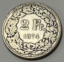2 Franken - stehende Helvetia - 1874 B (Silber .835)