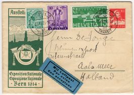 Landi Ausstellungsbrief mit ZF per Luftpost von BERN nach NL
